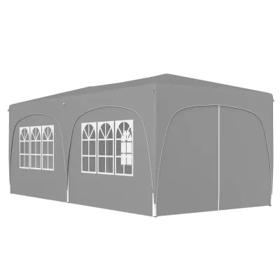 Trädgårdspaviljong Pop-up Partytält Ljusgrå 3 x 6 m