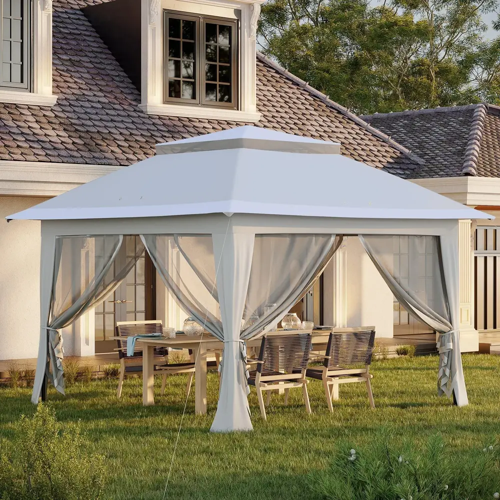 Hopfällbar Pop-Up Paviljong Partytält 3,64 x 3,64 x 2,94 M