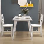 Set med 2 Köksstolar med Ribbat Ryggstöd, Halkfri, Trä, Vit, 41,5 x 46 x 90 cm