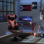 Ergonomisk Gamingstol i Konstläder, Bekväm Datorstol med Vippfunktion, Sportig Design för Spel och Arbete, Svart/Röd, 67 x 75 x 106-112 cm