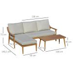 Loungegrupp i Konstrotting 3 Personer, Modern Soffa med Schäslong och Bord, Bekväm Hörnsoffa för Balkong, Grå