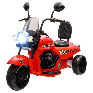 Elmotorcykel Barnmotorcykel Röd av Plast och Metall för Barn 3-6 År 6V Fordon med LED 25 kg