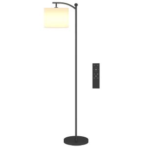 Golvlampa med Justerbara Ljusalternativ, Fotkontakt och Fjärrkontroll i Metall, Svart