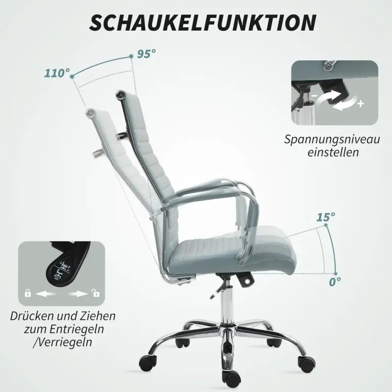 Kontorsstol Skrivbordsstol Ergonomisk Ljusgrå av Konstläder