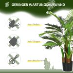 Konstgjord Palm, Realistiska Grenar, Dekorativ Växt, Plast och Kruka, Brun + Grön, 1 m