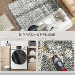 Indoor/Outdoor Matta med Boho Design, Easy Clean, Grå