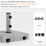 Parasollställ Paraplyfot Grå av Granit och Rostfritt Stål för Trädgård och Balkong med Hjul och Två Knoppar 28 kg