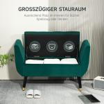 Bänk Förvaringsbänk Grön av Polyester och Gummiträ för Sovrum Lyxbänk med Armstöd 107 x 42 x 65 cm