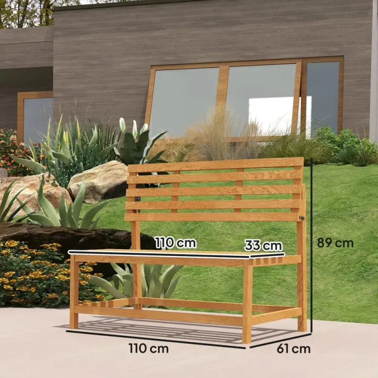 2-sits Trädgårdsbänk i Teak – och Konvertibelt 110x61x89 cm