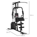 Hemgym med 45 kg Viktmagasin, Multifunktionell Träningsstation, Latdrag och Bröstpress för Helkroppsträning, Svart/Röd