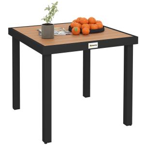 Trädgårdsbord i Komposit 4 Personer, Underhållsfritt Matbord i Aluminium och Plast, Modern Design för Uteplatsen, Natur/Svart, 80 x 80 x 74 cm