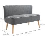 2-Sitsig Soffa i Tyg, Kompakt Tygsoffa med Träben, Bekväm Sittplats för Det Lilla Vardagsrummet, Ljusgrå, 117 x 56,5 x 77 cm