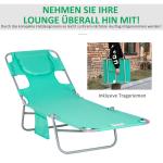 Solstol Solsäng med Läsfönster och Kudde Grön av Oxford Tyg och Metall för Trädgård Hopfällbar Säng med Justerbart Ryggstöd 120 kg