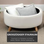 Bänk Förvaringsbänk Oval Stoppad Pall Beige av Sammetslook och Trä för Hall och Sovrum Sängbänk med Lock 71 x 51,5 x 42 cm