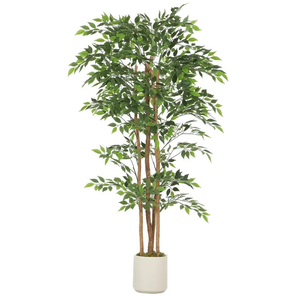 Konstväxt Banyan Realistisk Grön Plast och Trä 75x75x180 Cm