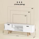 TV-Bänk TV-Skåp Vit av Trä för Vardagsrum Lowboard med 2 Skåp och Hyllor upp till 65 Tum 150 x 39 x 50 cm