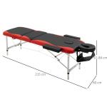 Hopfällbar Massagebänk i Aluminium, Höj- och Sänkbar Behandlingsbänk med Nackstöd, Portabel Bänk för Massage och Skönhet, Svart/Vit, 215 x 60 cm