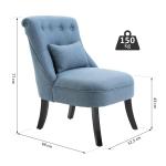 TV-Fåtölj i Blått Linnetyg, Bekväm Relaxstol med Ryggkudde och Träben, Elegant Vilostol för Vardagsrum, Blå, 52,5 x 69 x 77 cm
