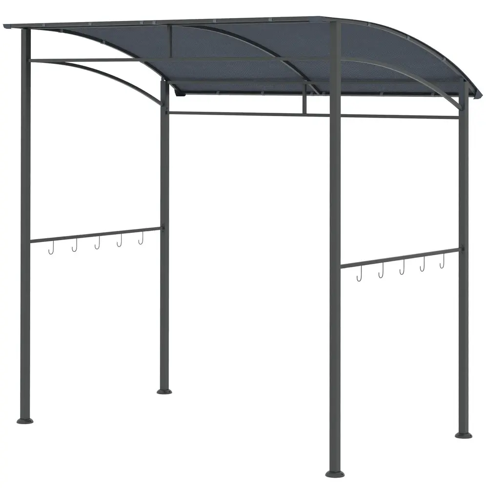 Grillpaviljong Grå Stål med Regnskydd och Krokar 220 Cm