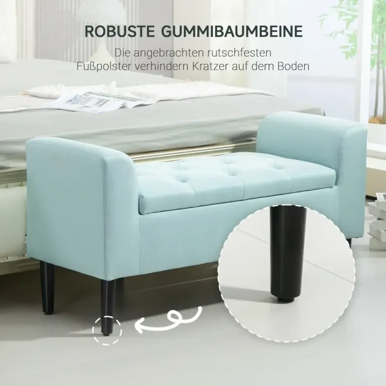 Bänk Förvaringsbänk Grön av Polyester 100 x 40 x 44 cm