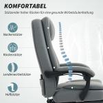 Kontorsstol med Massagefunktion, Höjdjusterbar och Fällbart Ryggstöd, Rullbar, Grå