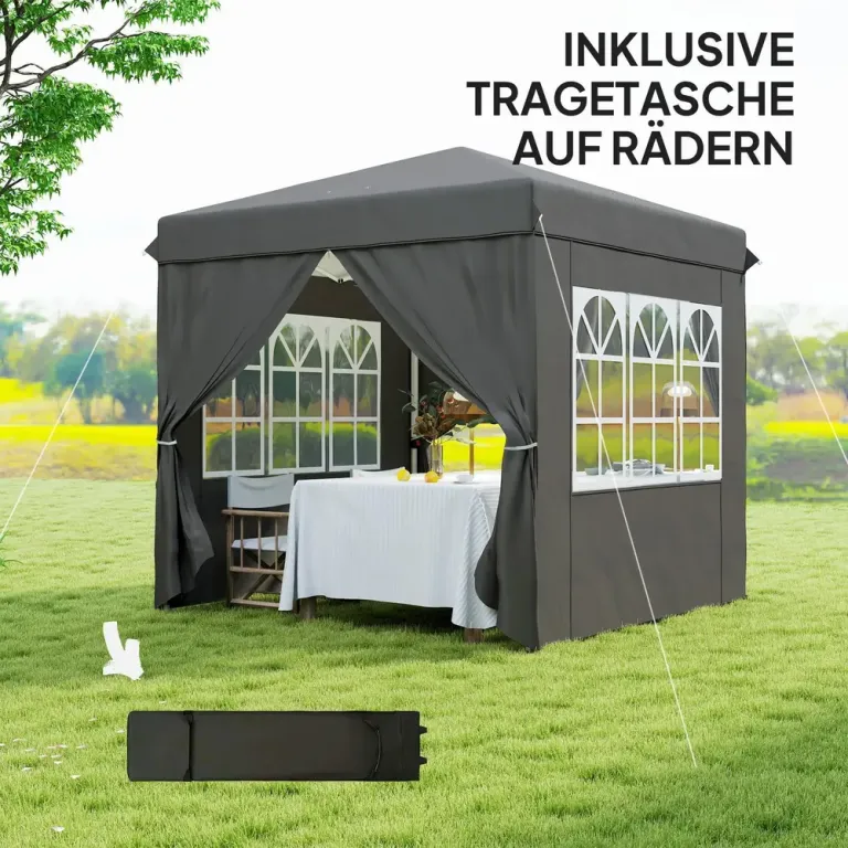 Trädgårdspaviljong Pop-up Partytält Mörkgrå 2,5 x 2,5 m