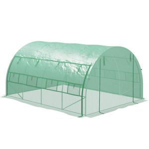 Växthus Polytunnel Grön av Stål och PE för Trädgård och Växter Walk-In med UV-Skydd och Upprullbar Kåpa 3,97 x 3 x 2 m