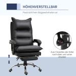 Ergonomisk Kontorsstol med Armstöd och Fotstöd, Höjdjusterbar Snurrstol i Konstläder, Vadderad Datorstol, Svart