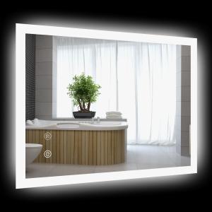 Kleankin Badrumsspegel LED Spegel Silver av Glas och Aluminium för Badrum med Pekströmbrytare och Minnesfunktion Anti-Dim 3 Ljusfärger 70 x 50 cm