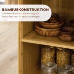 Köksvagn Serveringsvagn Natur av Bambu för Kök och Matsal med Låda Skåp och Öppna Hyllor Handdukshylla och Bänkskiva Praktisk