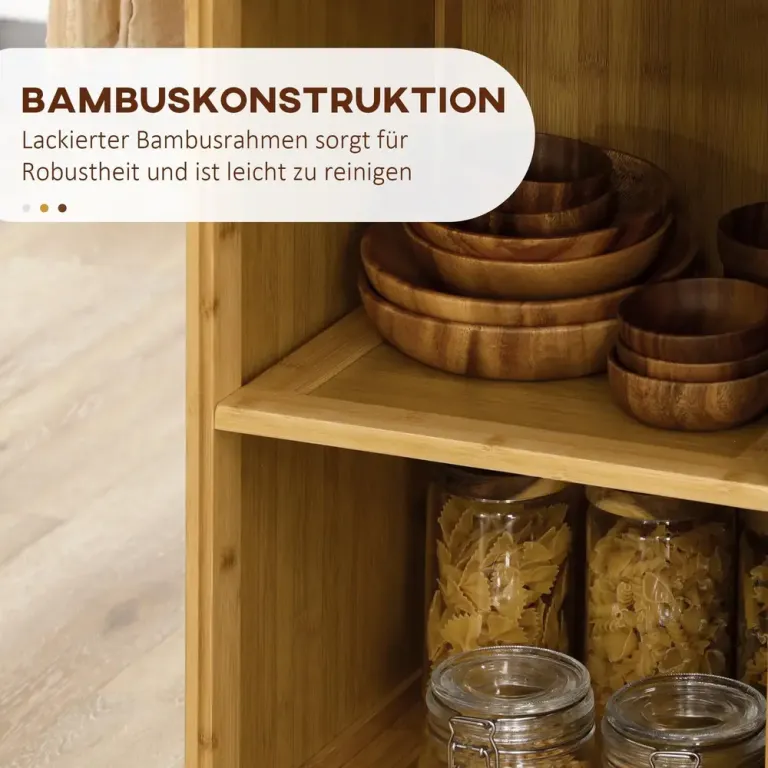 Serveringsvagn Natur av Bambu med Låda Skåp 36 x 84 x 85 cm