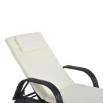 Trädgårdssäng Mobil Solstol med Kuddar Polyrattan och Metall Perfekt Avkoppling i Trädgården Svart 200 X 73 X 30-103 Cm