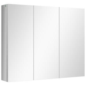 Badrumsskåp i Rostfritt Stål, Väggskåp med Spegeldörrar och Hyllor, Modern Förvaring för Badrum, Silver, 70 x 12 x 55 cm