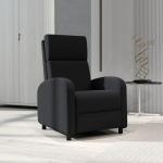 Relaxfåtölj med Liggyta och Justerbart Ryggstöd samt Fotstöd för Vardagsrum Ergonomisk och Bekväm Svart Konstläder