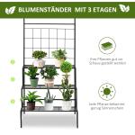 Blomtrappa i Metall med 3 Hyllor, Dekorativ Växtstege för Inomhus och Utomhus, Platsbesparande Blomställning, Svart, 60,5 x 59,5 x 95,5 cm