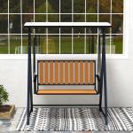 Hammock Trädgårdsgunga 2-Sits Svart av Tyg ve Metall för Trädgård ve Terrass Väderbeständig Gungbänk 240 kg 142 x 112 x 162 cm