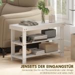 Skobänk i Bambu med 2 Hyllplan och Sittplats för Hall och Entré Hållbar och Stabil Vit Bambu för Förvaring och Ordning 70 x 28 x 45 cm