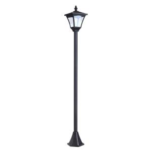 Solcellsdriven Trädgårdslykta på Stolpe Klassisk Gatulykta LED-Belysning och Sensor Svart 15 X 15 X 120 Cm