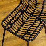 Matsalsstolar Köksstolar Svart av Stål och Rottinglook för Modernt Boende Set om 2 med Ryggstöd Robust Design 44 x 58 x 85 cm