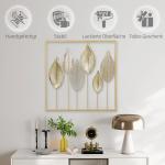 Väggdekoration Löv Guld Metall för Vardagsrum och Sovrum Väggkonst i Modern Stil Elegant Inredning med Naturmotiv