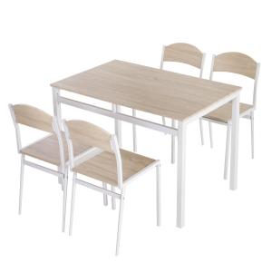 Matgrupp 5-Delat Matbordsset MDF och Metall 1 Bord och 4 Stolar Modern Matsal Grå och Vitt