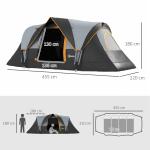 Campingtält Tunneltält för 5-6 Personer Ljusgrå av Polyester för Camping och Resor Vattentätt Familjetält 3000 mm