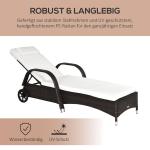 Solsäng Hållbar Mörkbrun Konstrotting för Trädgård med Hjul Ryggstöd i Fem Steg och Dyna Upp till 160 kg för Vila 200 x 73 x 30–103 cm