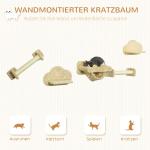 Kattklättervägg Klösträd Beige av Plysch och Sisal för Katter 5 Delar med Trappor i Molnform och Skrapstolpar Hängmatta