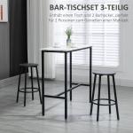Barbord Matgrupp 3-Delat Vit Svart av Stål och MDF för Kök och Matsal med 2 Barstolar Kompakt Design Praktiskt Set