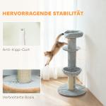 Klösträd Flera Våningar Ljusgrå Sisal och Plysch för Katter Klösmöbel med Hängande Lekboll Stabil och Rolig Lekplats 135 cm