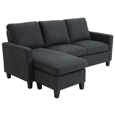 Hörnsoffa l-Form Soffa Mörkgrå av Tyg 197 x 139 x 91 cm