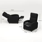 Relaxfåtölj med Liggyta och Justerbart Ryggstöd samt Fotstöd för Vardagsrum Ergonomisk och Bekväm Svart Konstläder