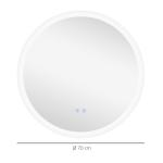 Badrumsspegel Väggspegel Silver av Glas och Metall för Modernt Badrum Belyst med 3 Ljusfärger Touchbrytare Anti-Dimma Funktion Ø 70 cm