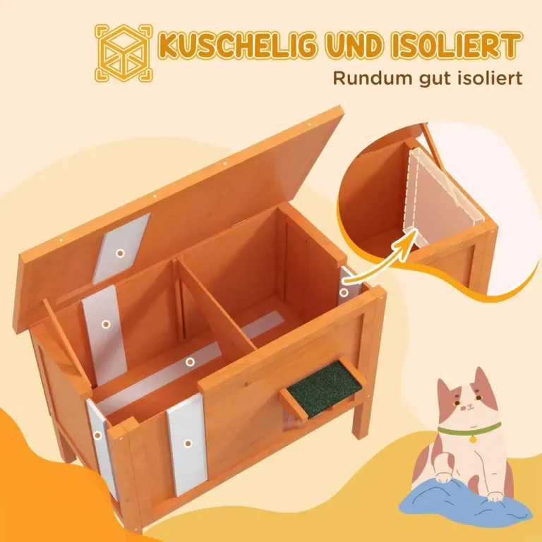 Katthus för Utomhusbruk 85 x 50 x 68,5 cm, Orange